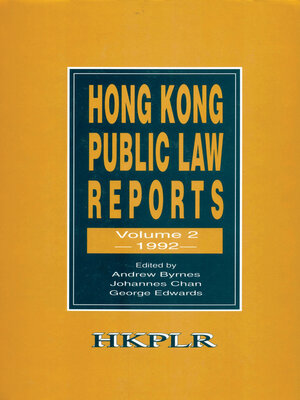 cover image of Hong Kong Public Law Reports, Volume 2 (1992)
